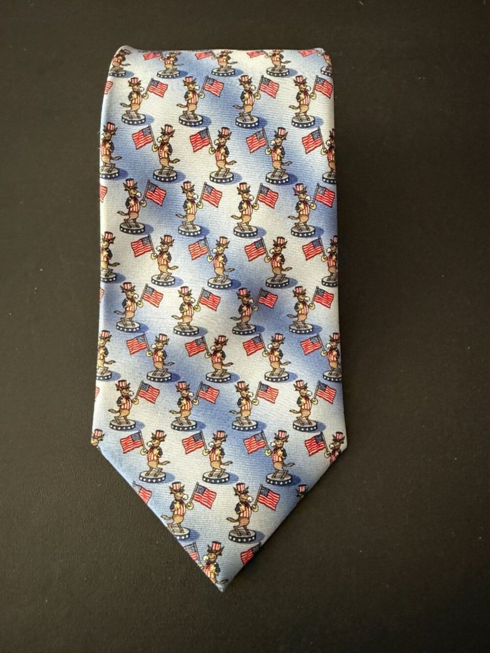 Democrat Patriotic Tie Tales Silk Novelty Tie Uncle Sam Donkeys American Flags